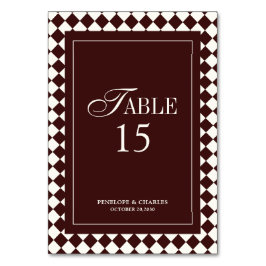 Elegant Vintage Burgundy Formal Wedding Tischnummer