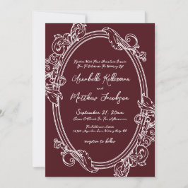 Elegant Vintage Burgundy Wedding Einladung