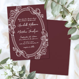 Elegant Vintage Burgundy Wedding Einladung