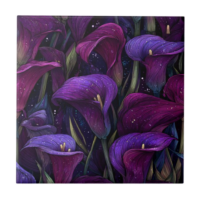 Elegant Vintage Calle Lilies  Tiles  Fliese (Vorderseite)