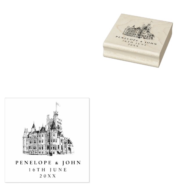 Elegant Vintage Castle Destination Wedding Gummistempel (Stempel)