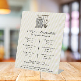 Elegant Vintage Chef's Equipment Bakery Price Sockelschild