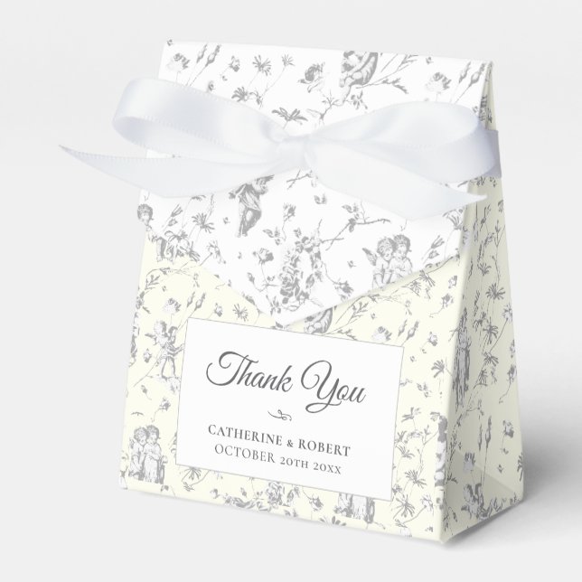 Elegant Vintage Chic Gray Angels Toile Wedding Geschenkschachtel (Vorderseite)