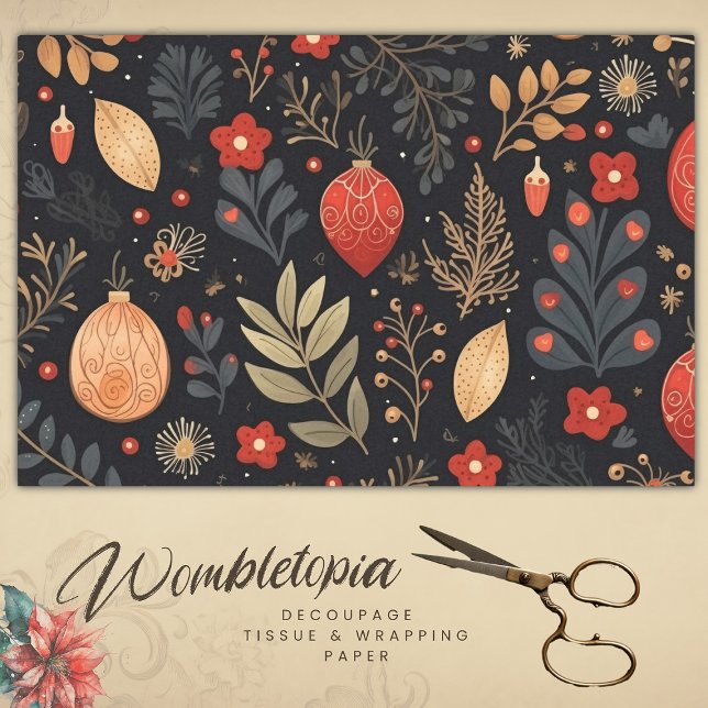 Elegant Vintage Christmas Bauble Decoupage Seidenpapier (Von Creator hochgeladen)