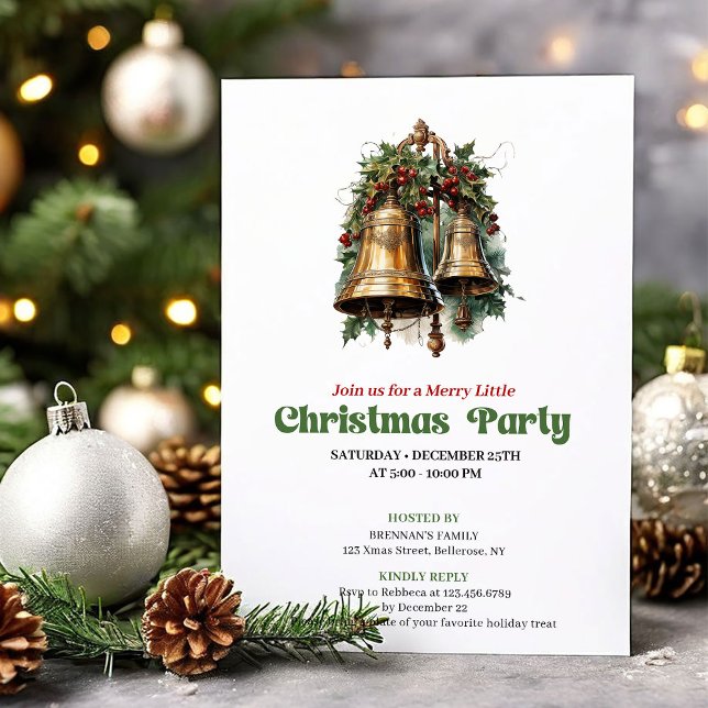Elegant vintage Christmas bells party invitation Einladung (Elegant vintage Christmas angel party invitation

)