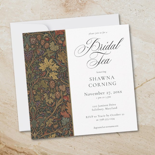 Elegant Vintage Cottage Botanical Fall Shower Tea Einladung (Elegant Vintage Cottage Botanical Fall Shower Tea Invitation)