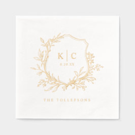Elegant Vintage Crest Wedding Logo Gold Servietten Mit Folie