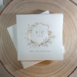 Elegant Vintage Crest Wedding Logo Gold Servietten Mit Folie