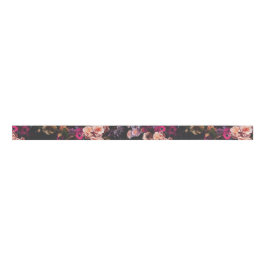 Elegant Vintage Dark Moody Burgundy Floral  Ripsband