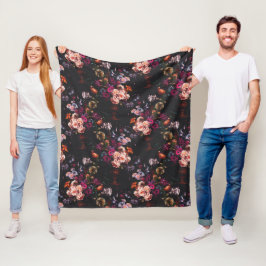 Elegant Vintage dunkle melancholische Burgunder-Bl Fleecedecke
