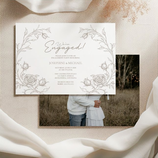 Elegant Vintage Engagement Party Photo Invitation Einladung (Von Creator hochgeladen)