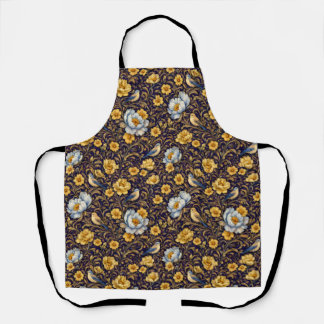 Elegant Vintage Floral & Birds Pattern Apron Schürze