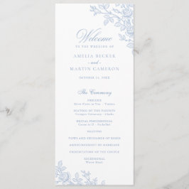 Elegant Vintage Floral Frame Dusty Blue Wedding Programm