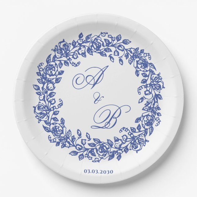 Elegant Vintage Französisch Gold Blumenmuster  Pappteller (Vorderseite)