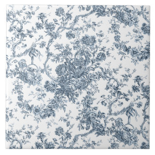 Elegant Vintage Französisch Graviert Floral Toile- Fliese