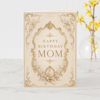 Elegant Vintage Gold Birthday Card for Mom Karte