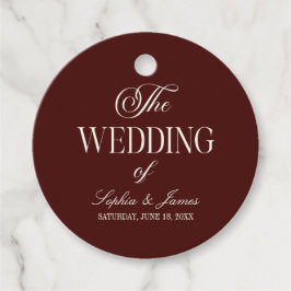 Elegant Vintage Ivory Dark Burgundy Wedding Geschenkanhänger