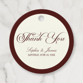 Elegant Vintage Ivory Dark Burgundy Wedding Geschenkanhänger