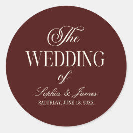 Elegant Vintage Ivory Dark Burgundy Wedding Runder Aufkleber