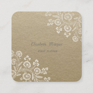 Elegant Vintage, Kraft, Spitze Quadratische Visitenkarte