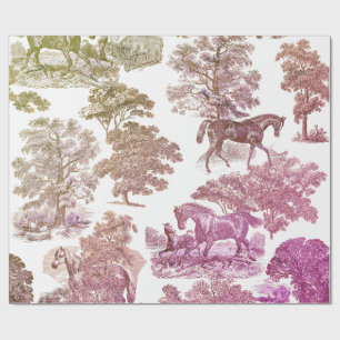 Elegant-vintage-lila-braunes Pferde-Toile Geschenkpapier