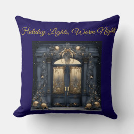 Elegant Vintage Navy Blue and Gold Throw Pillow Kissen