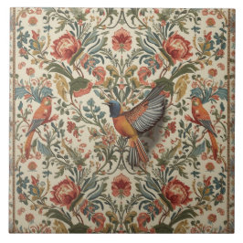 Elegant Vintage Nouveau Floral Birds Fliese
