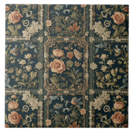 Elegant Vintage Nouveau Floral Birds Fliese