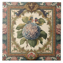 Elegant Vintage Nouveau Floral Vögel Fliese