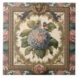 Elegant Vintage Nouveau Floral Vögel Fliese