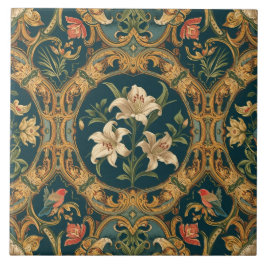 Elegant Vintage Nouveau Floral Vögel Fliese