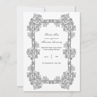 Elegant Vintage Ornate Frame Wedding Invitation Einladung