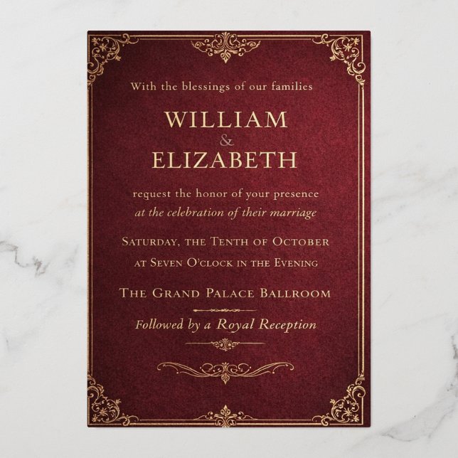 Elegant Vintage Palace Wedding Invite Folieneinladung (Vorderseite)
