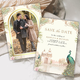 Elegant Vintage Peacock Indian Palace Wedding Save The Date