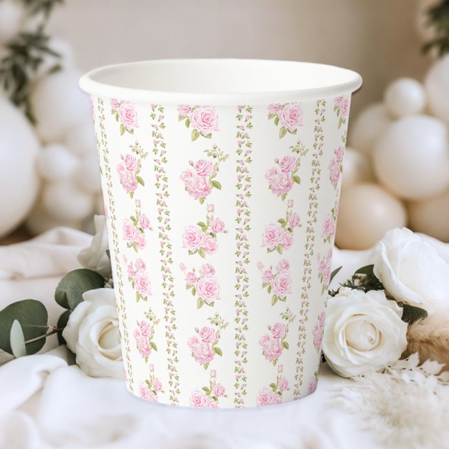 Elegant Vintage Pink Floral Pappbecher (Von Creator hochgeladen)