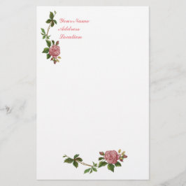 Elegant Vintage Pink Rose Briefpapier