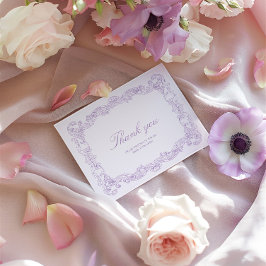 Elegant Vintage Purple Bridal Shower Dankeskarte