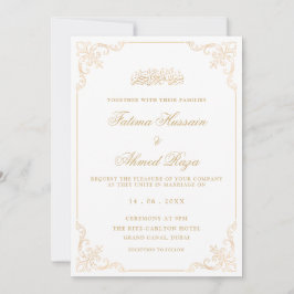 Elegant Vintage Romantic Script Muslim Wedding Einladung