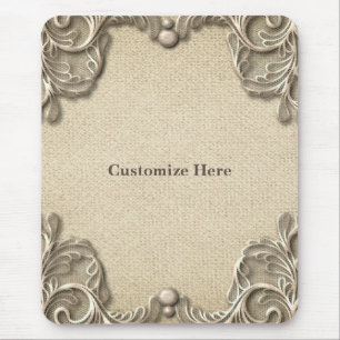 Elegant Vintage Rustikale Jute-Lace Western Glamou Mousepad