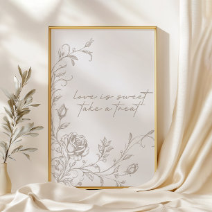 Elegant Vintage-Sepia-Hochzeit Liebe ist süß Gesch Poster