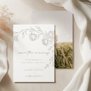Elegant Vintage-Sepia Hochzeitseinladung für den A Save The Date