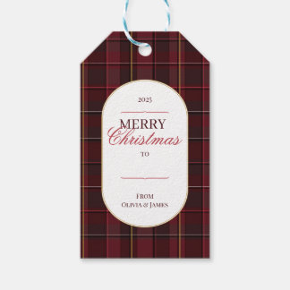 Elegant vintage Tartan Plaid Christmas gift tag Geschenkanhänger