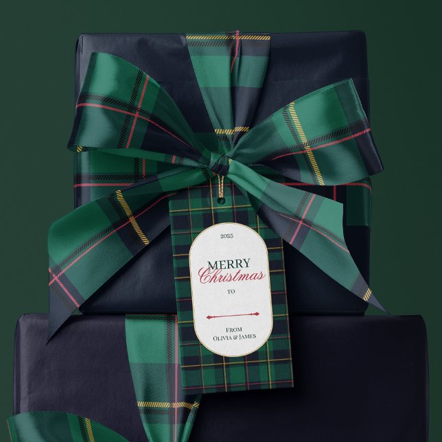 Elegant vintage Tartan Plaid Christmas gift tag Geschenkanhänger (Von Creator hochgeladen)