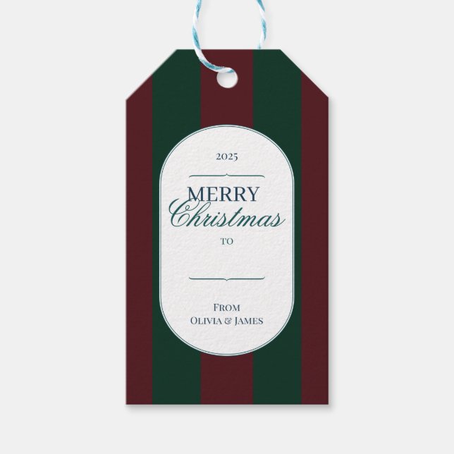 Elegant vintage Tartan Plaid Christmas gift tag Geschenkanhänger (Vorderseite)