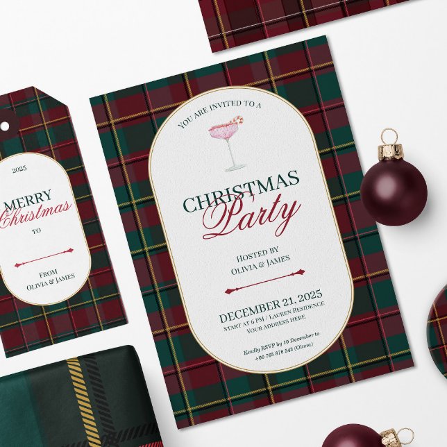 Elegant vintage Tartan Plaid Christmas Invitation Einladung (Von Creator hochgeladen)