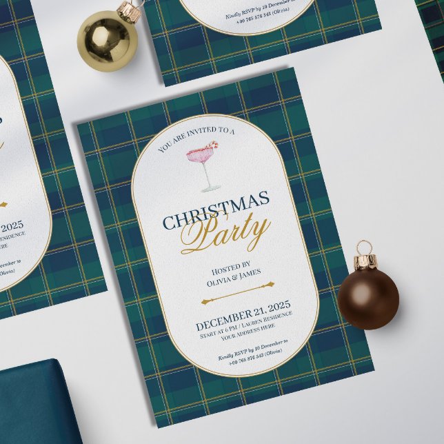 Elegant vintage Tartan Plaid Christmas Invitation Einladung (Von Creator hochgeladen)