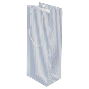 Elegant vintage verblasste blaue Streifen-Geschenk Geschenktüte Für Weinflaschen