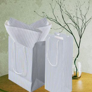 Elegant vintage verblasste blaue Streifen-Geschenk Mittlere Geschenktüte