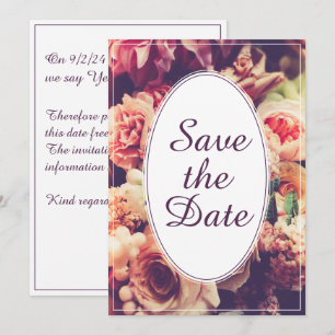 Elegant Vintage Wedding Announcement, Flower Motif