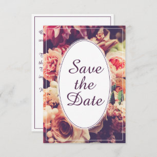 Elegant Vintage Wedding Announcement, Flower Motif